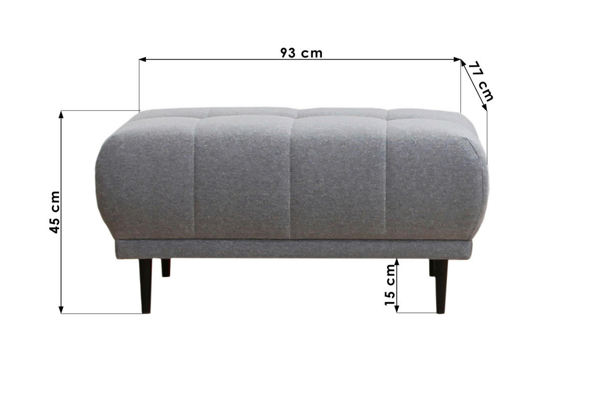 HOCKER Flachgewebe Dunkelgrau  - Dunkelgrau/Schwarz, Design, Holz/Textil (93/45/77cm) - Stylife