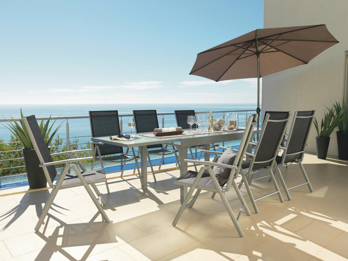 VRTNA SKLOPIVA STOLICA  crna, srebrne boje, bijela  metal, tekstil      - bijela/srebrne boje, Basics, metal/tekstil (56/106/64cm) - Ambia Garden