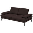 2,5-SITZER  in Echtleder Braun   - Schwarz/Braun, Design, Leder/Metall (196/86/104cm) - Dieter Knoll
