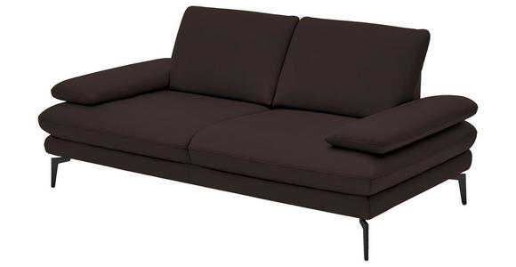 2,5-SITZER  in Echtleder Braun   - Schwarz/Braun, Design, Leder/Metall (196/86/104cm) - Dieter Knoll