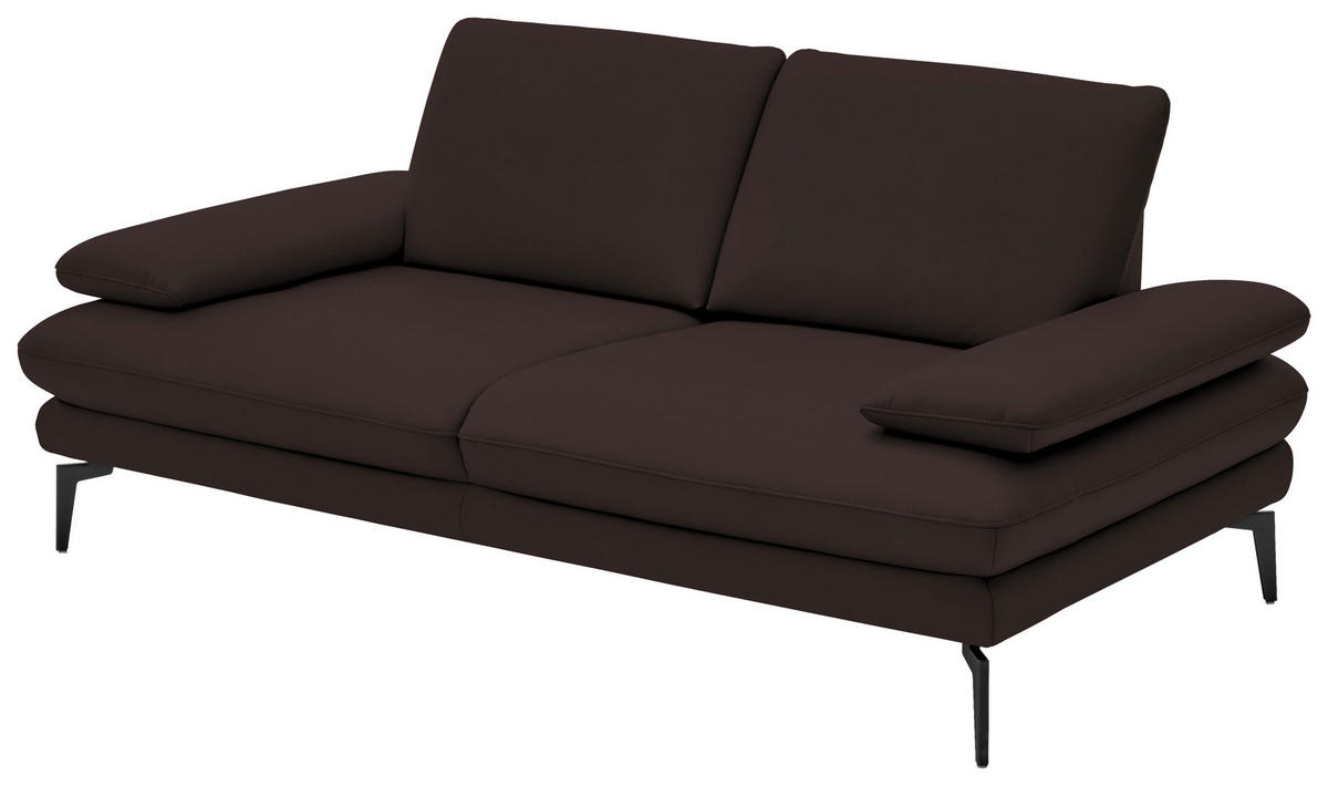 2,5-SITZER in Leder Braun  - Schwarz/Braun, Design, Leder/Metall (196/86/104cm) - Dieter Knoll