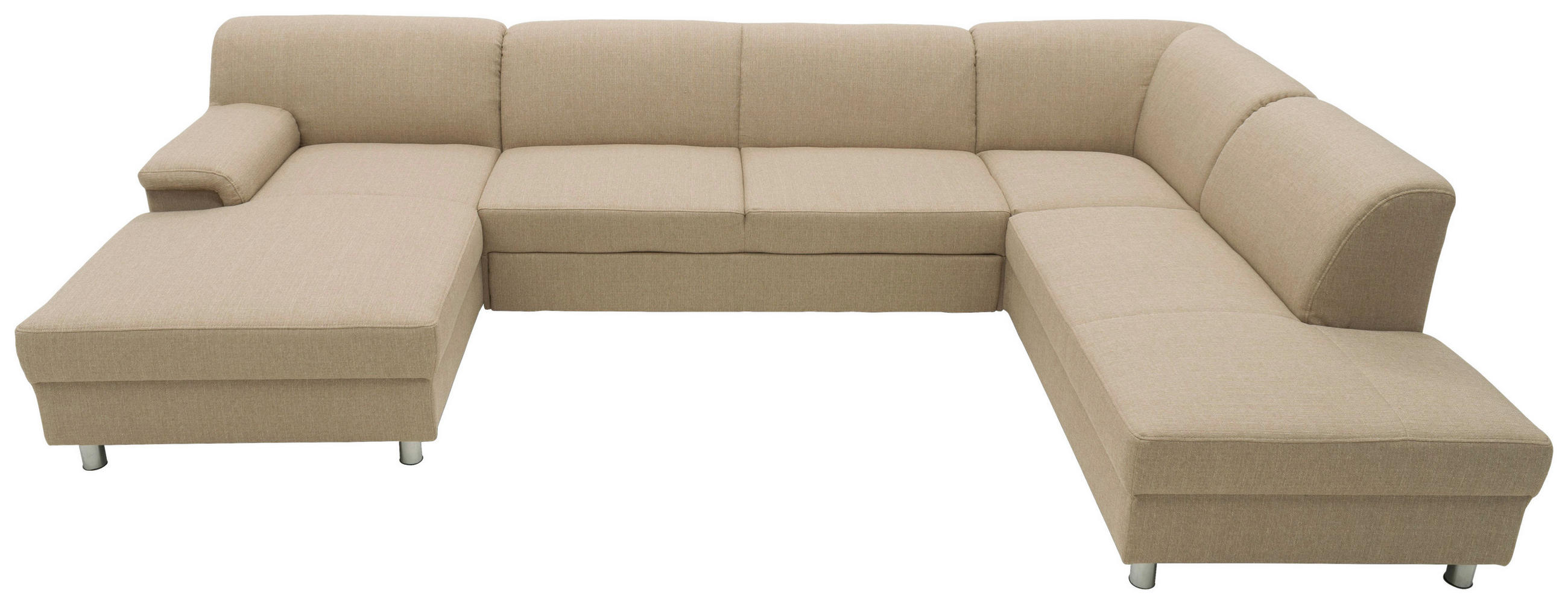 WOHNLANDSCHAFT Beige Webstoff  - Chromfarben/Beige, KONVENTIONELL, Textil/Metall (150/308/194cm) - MID.YOU