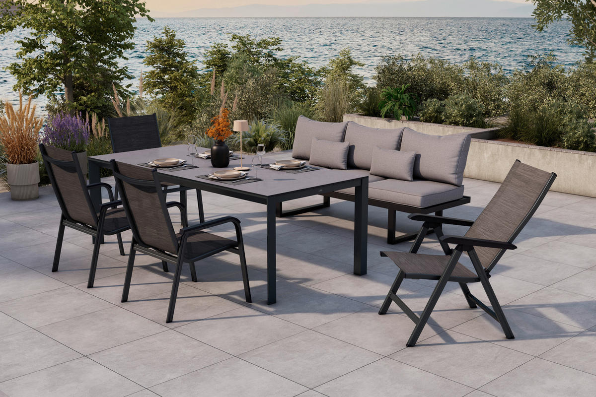 GARTENTISCH 220/100/75 cm Metall, Kunststoff rechteckig  - Anthrazit/Grau, Design, Kunststoff/Metall (220/100/75cm) - Amatio