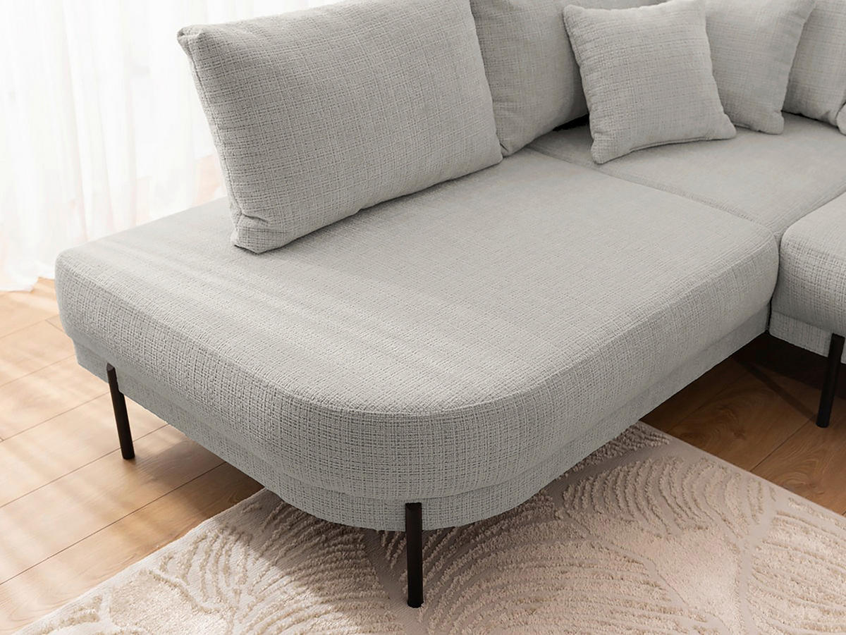 ECKSOFA Mauris Hellgrau Chenille Rückenkissen  - Hellgrau/Schwarz, Design, Kunststoff/Textil (200/233cm) - Livetastic