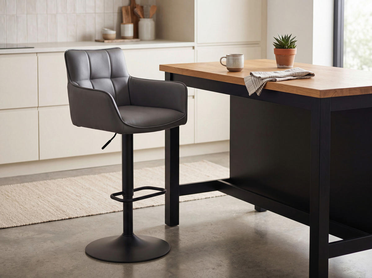 BARHOCKER in Grau, Schwarz  - Schwarz/Grau, MODERN, Textil/Metall (54,5/91/113/51,5cm) - Livetastic
