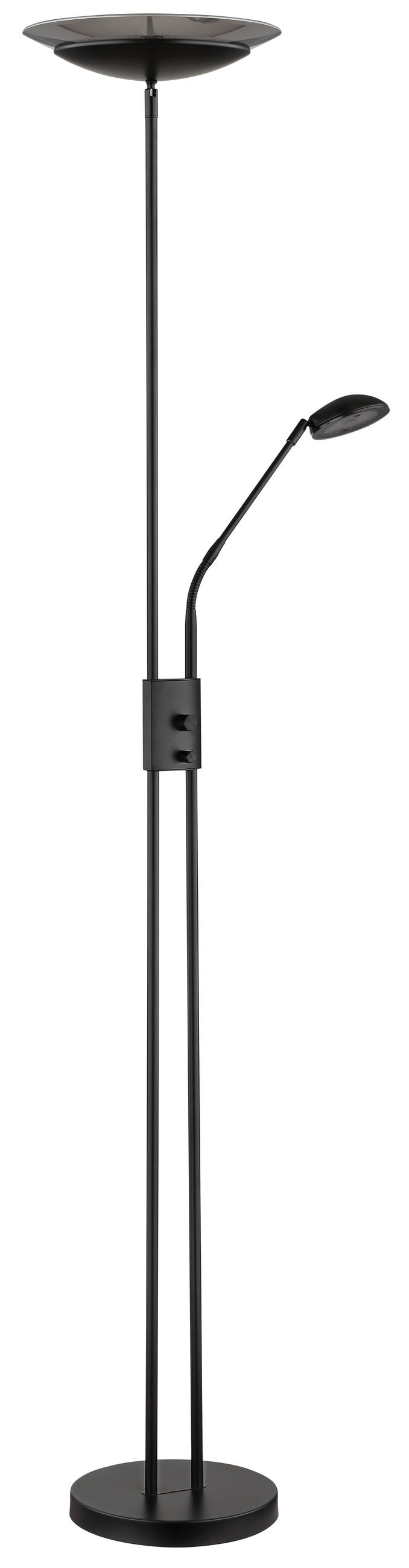LED-STEHLEUCHTE - Schwarz, Konventionell, Glas/Kunststoff (30/178,5cm) - Globo