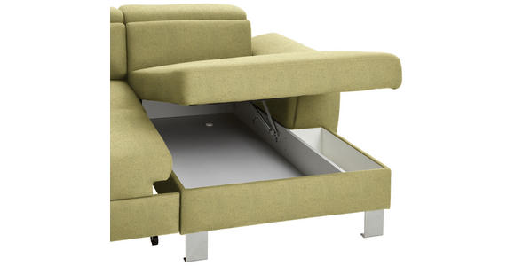 WOHNLANDSCHAFT inkl.Funktionen Grün Webstoff - Silberfarben/Grün, Design, Textil/Metall (226/320/168cm) - Xora