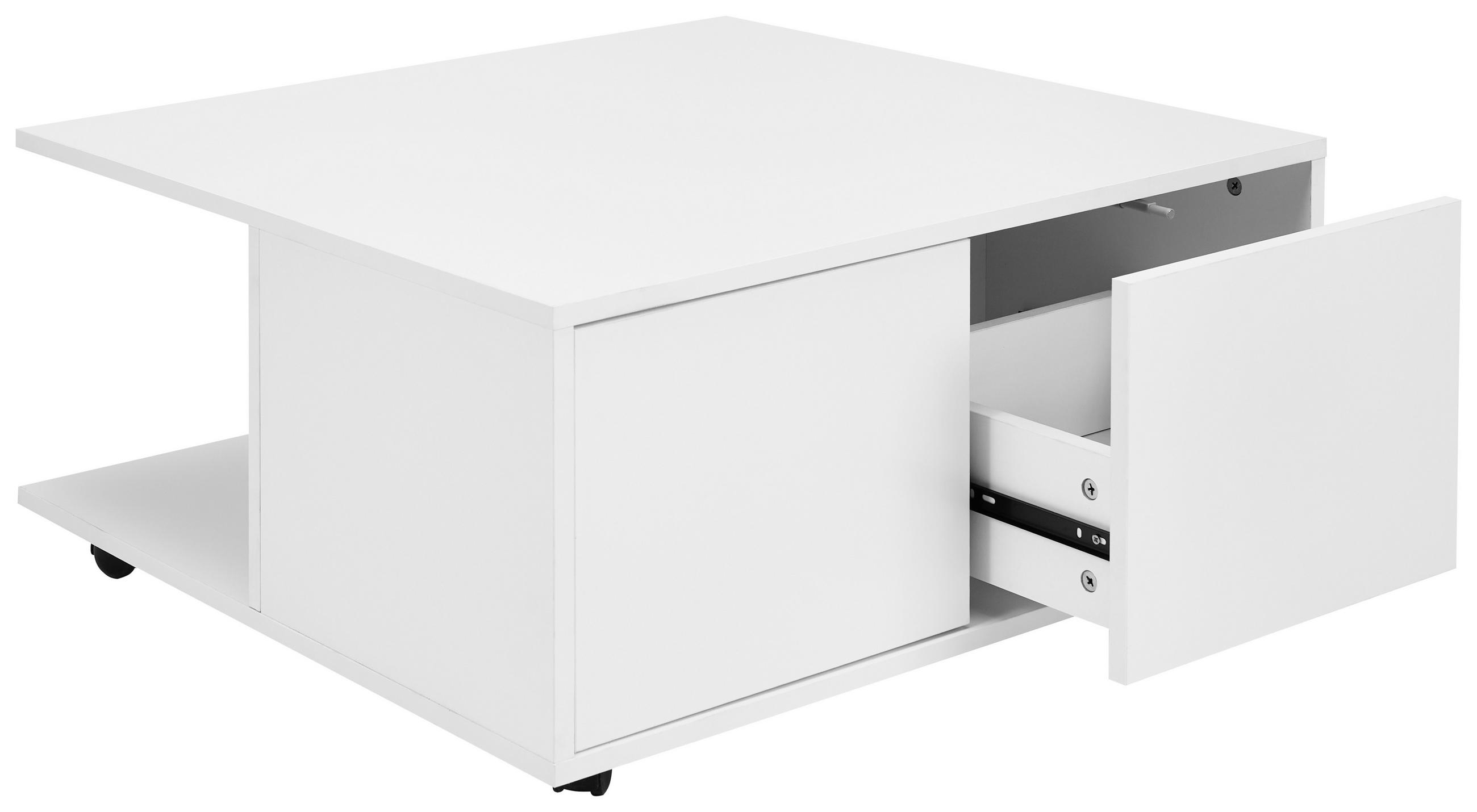 Thumbnail - Mid.you Couchtisch, Weiß, Holzwerkstoff, 2 Schublade(n) Schubladen, quadratisch, Rollen, 70x36.5x70 cm, Stauraum, offene...