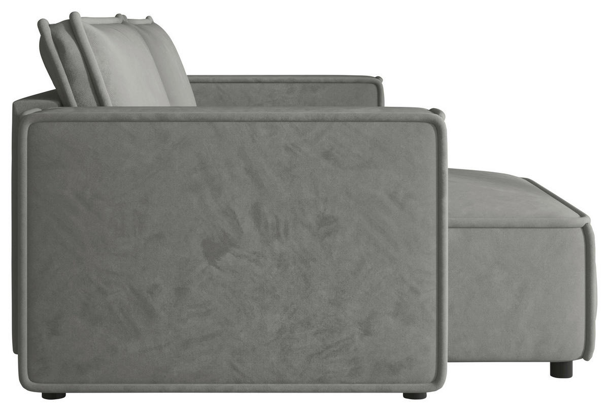 ECKSOFA Grau Webstoff Zierkissen, Rückenkissen, Rücken echt  - Schwarz/Grau, MODERN, Kunststoff/Textil (153/250cm) - Xora