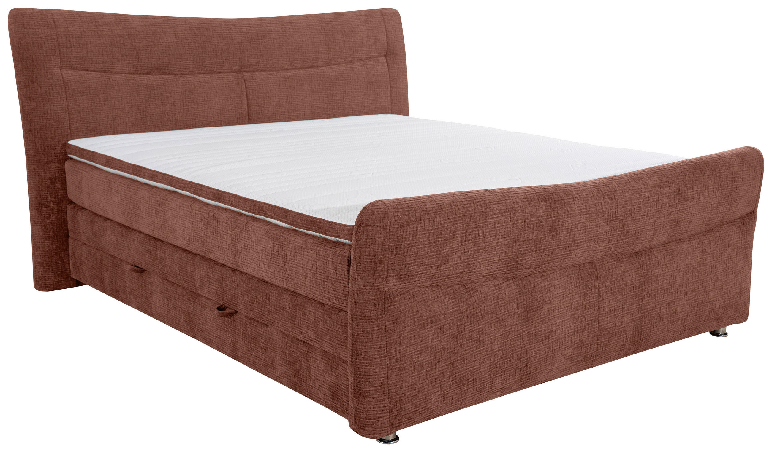 BOXSPRINGBETT 140/200 cm,  in Braun, Matratze, Bettkasten, Topper, H2 = mittel  - Chromfarben/Braun, KONVENTIONELL, Textil/Metall (140/200cm) - Esposa
