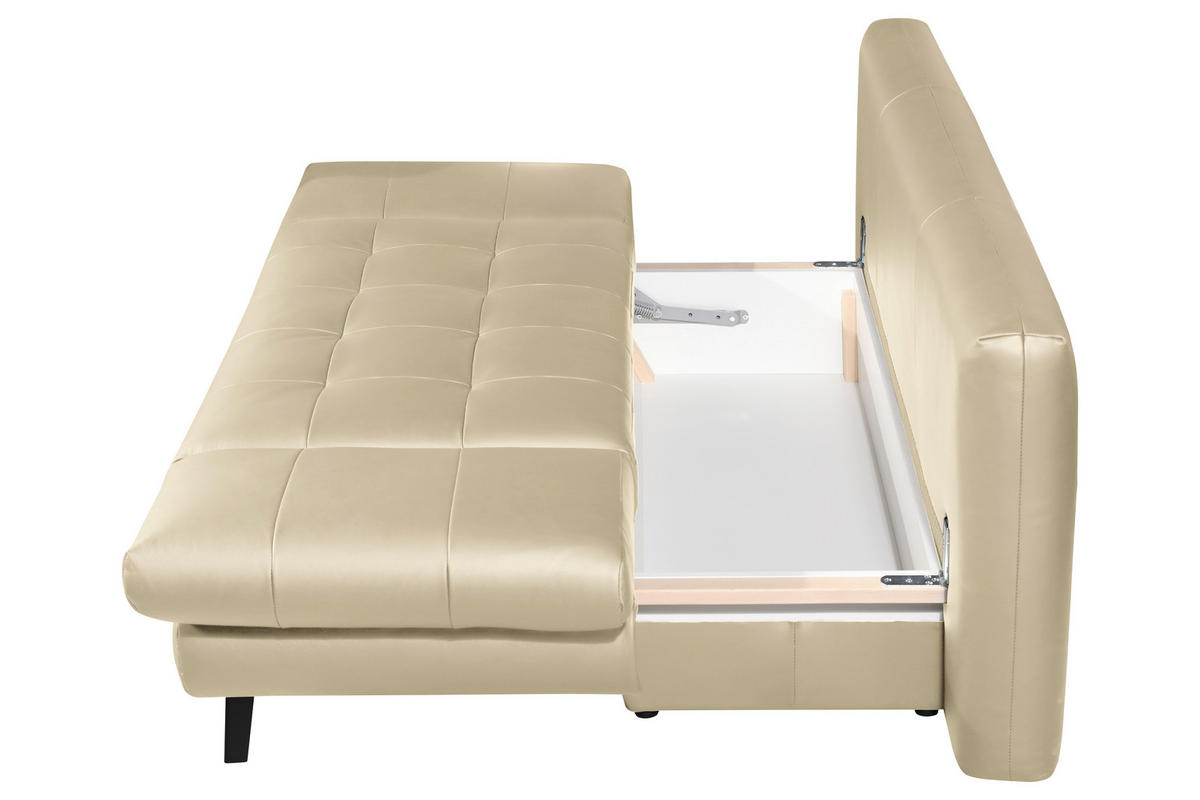 SCHLAFSOFA in Echtleder Schlammfarben  - Schlammfarben/Schwarz, Design, Leder/Metall (209/94/94cm) - Novel