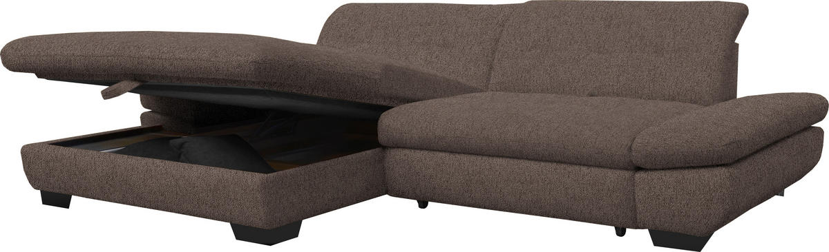 ECKSOFA in Mikrofaser Hellbraun  198/290 cm  - Hellbraun/Schwarz, Design, Textil/Metall (198/290cm) - Xora