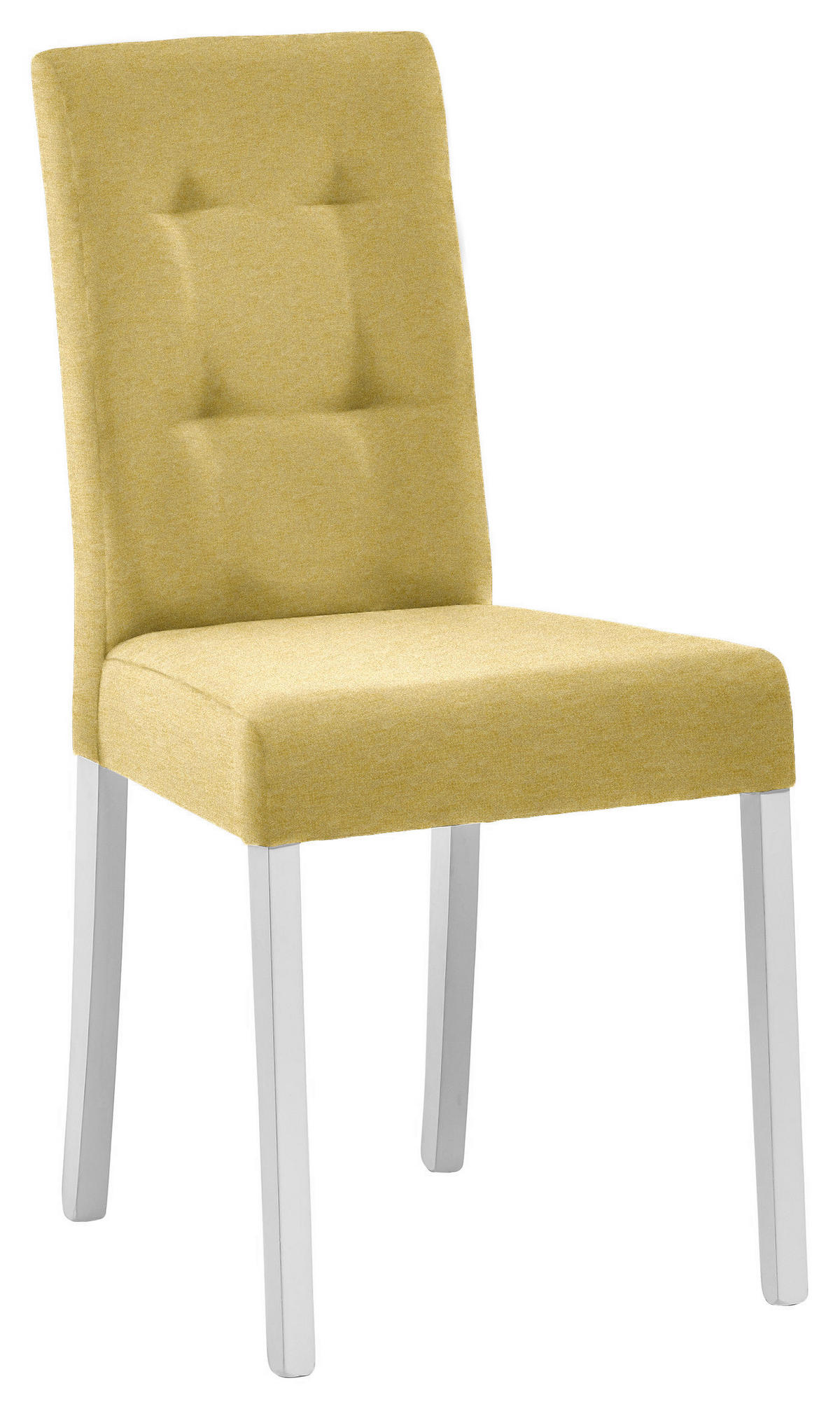 STUHL Webstoff Gelb, Weiß Buche massiv  - Gelb/Weiß, ROMANTIK / LANDHAUS, Holz/Textil (44/91/57cm) - Landscape