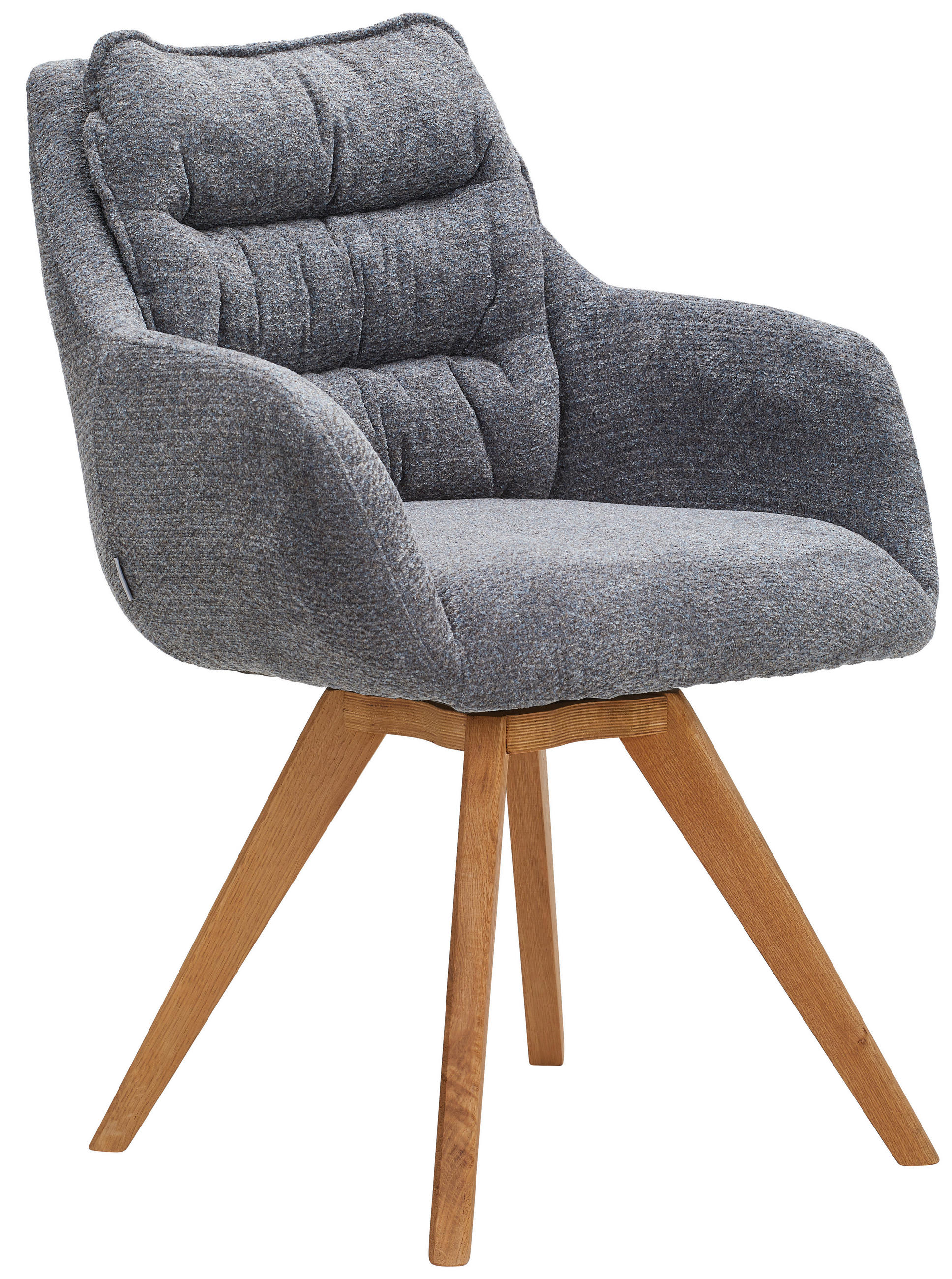 ARMLEHNSTUHL  in Chenille  - Blau/Eichefarben, KONVENTIONELL, Holz/Textil (59/86/69,5cm) - Linea Natura