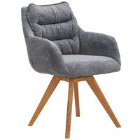 ARMLEHNSTUHL  in Chenille  - Blau/Eichefarben, KONVENTIONELL, Holz/Textil (59/86/69,5cm) - Linea Natura