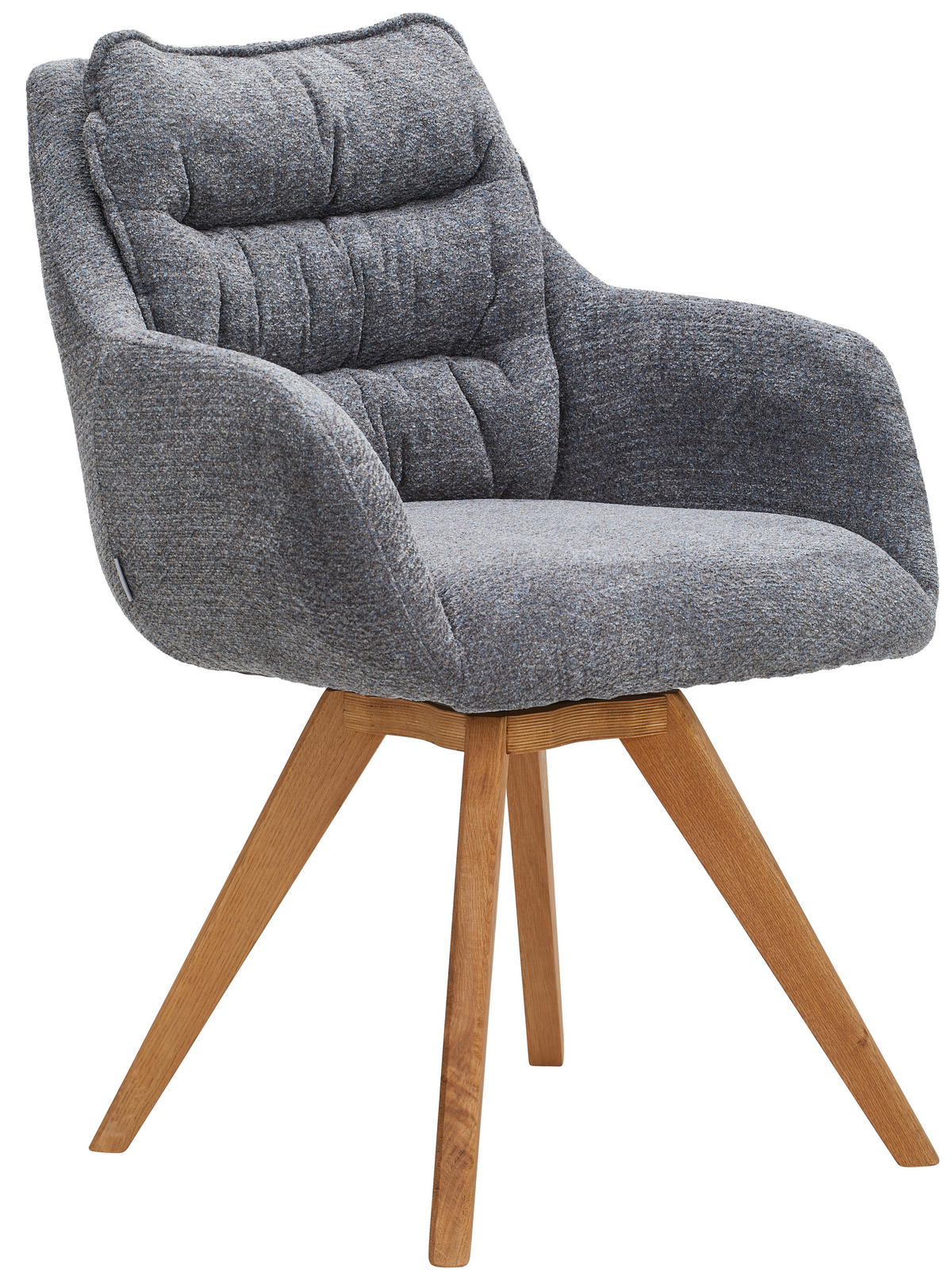 ARMLEHNSTUHL  in Chenille  - Blau/Eichefarben, KONVENTIONELL, Holz/Textil (59/86/69,5cm) - Linea Natura