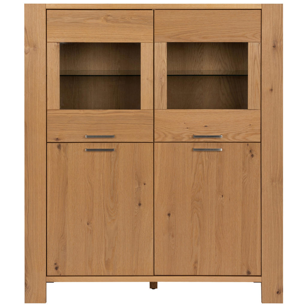 Thumbnail - Mid.you Vitrine, Klar, Natur, Holz, Holzwerkstoff, Eiche, furniert, 4 Fächer, 121x40x143 cm, Esszimmer, Vitrinen