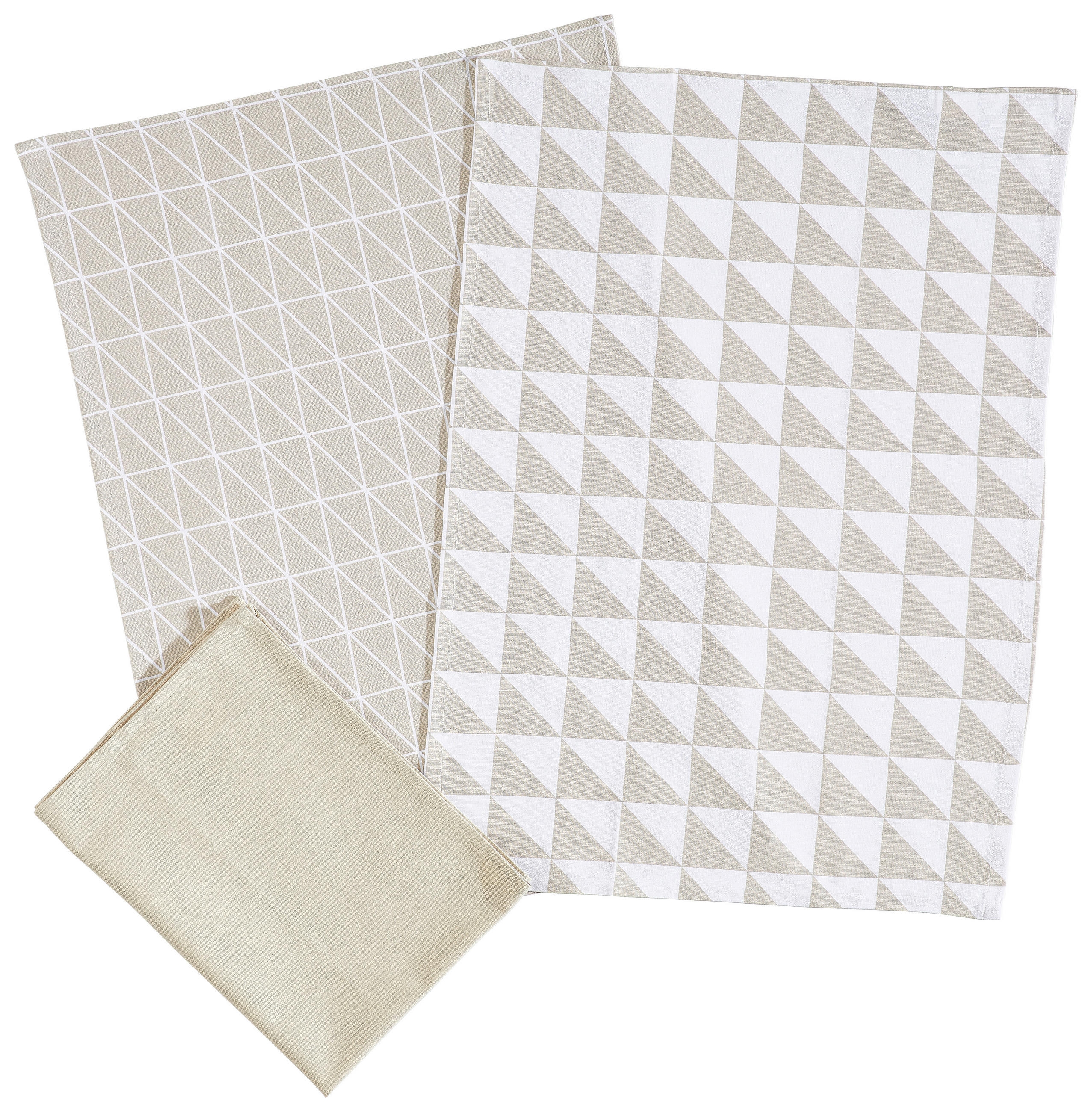 GESCHIRRTUCH-SET 3-teilig Weiß, Taupe  - Taupe/Weiß, KONVENTIONELL, Textil (50/70cm) - Esposa
