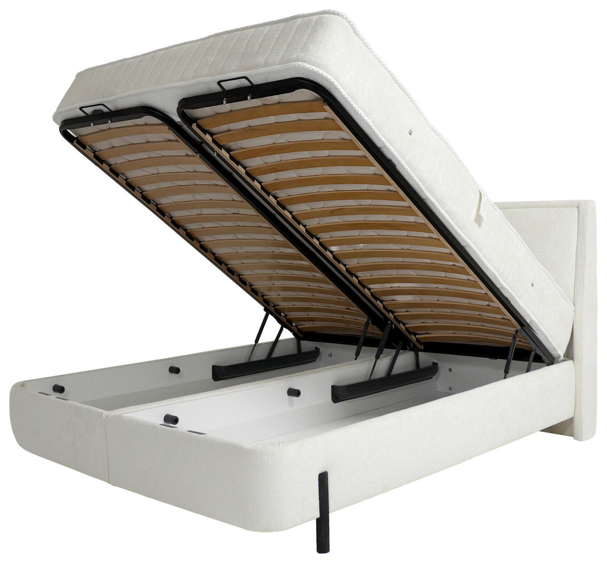 BOXSPRINGOVÁ POSTEĽ, 180/200 cm, biela - biela/čiernohnedá, Modern, kov/drevo (180/200cm) - Hom`in