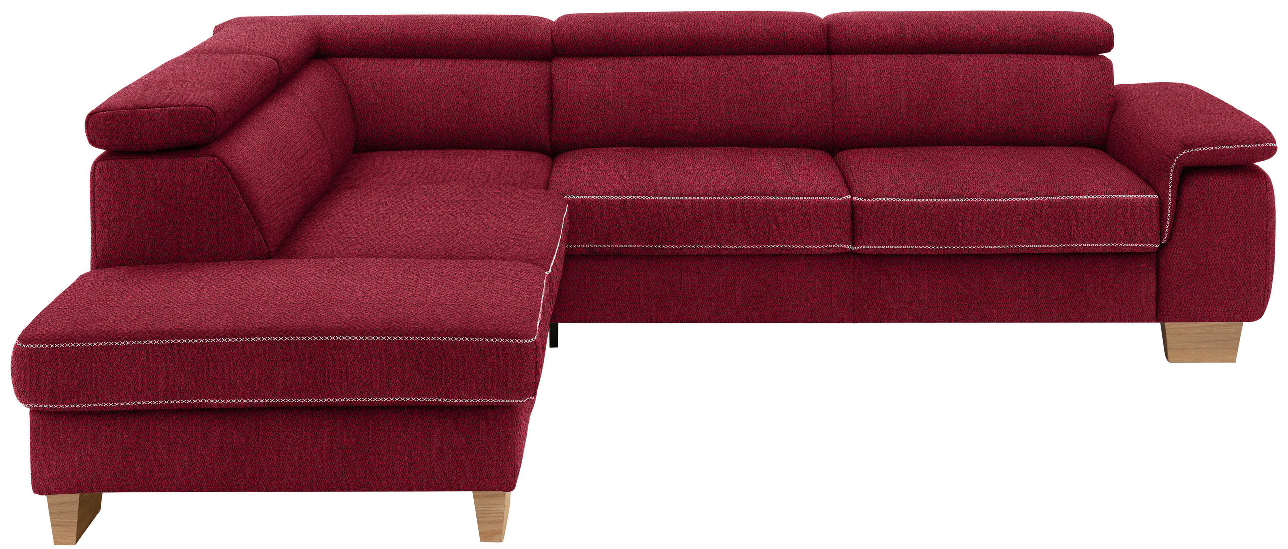 ECKSOFA in Mikrofaser Rot  - Eichefarben/Beige, Natur, Holz/Textil (226/273cm) - Beldomo System