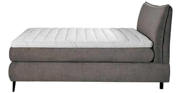 BOXSPRINGBETT 180/200 cm,  in Dunkelgrau, gepolstertes Kopfteil, Topper, Matratzen, H3 + H4 = fest + sehr fest  - Dunkelgrau/Schwarz, Trend, Holz/Textil (180/200cm) - Esposa