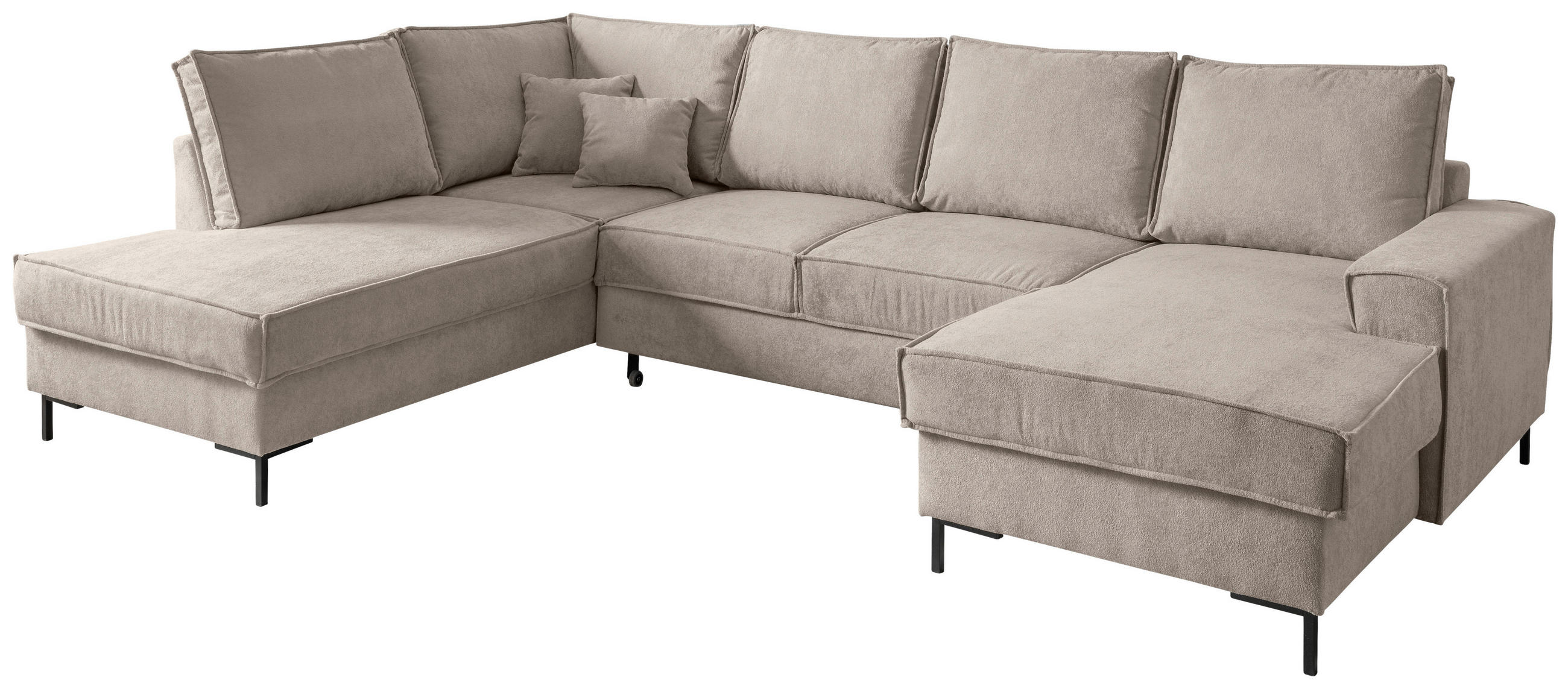 WOHNLANDSCHAFT Taupe Mikrofaser  - Taupe/Schwarz, MODERN, Textil/Metall (198/309/150cm) - MID.YOU