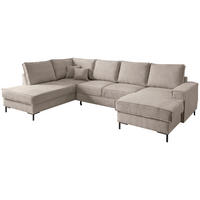 WOHNLANDSCHAFT Taupe Mikrofaser  - Taupe/Schwarz, MODERN, Textil/Metall (198/309/150cm) - MID.YOU