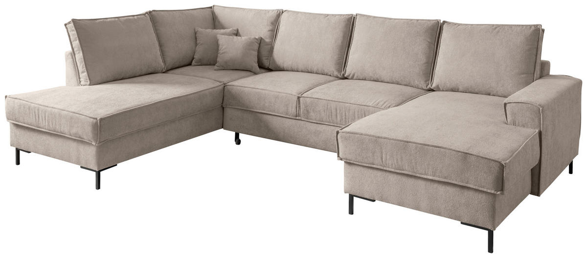 WOHNLANDSCHAFT Taupe Mikrofaser  - Taupe/Schwarz, MODERN, Textil/Metall (198/309/150cm) - MID.YOU