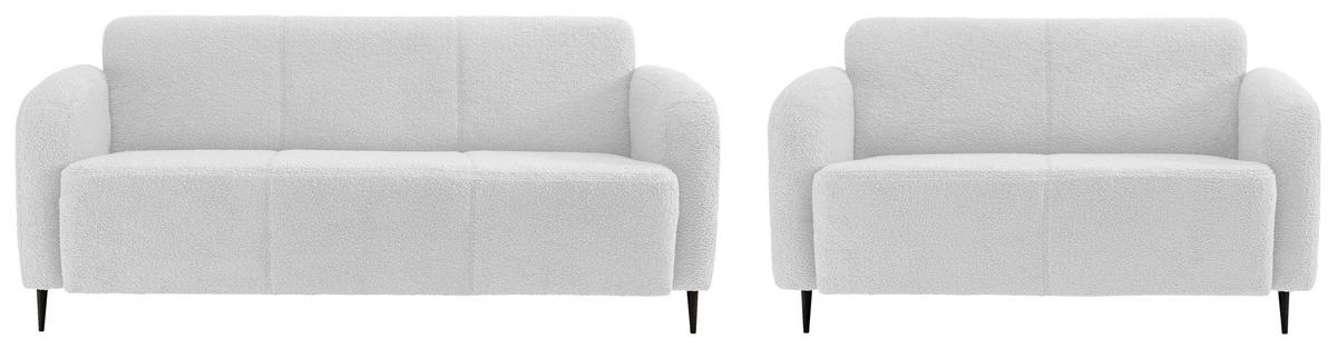 SITZGARNITUR in Teddystoff Weiss  - Weiss/Schwarz, Modern, Textil/Metall (180/76/90cm) - Livetastic