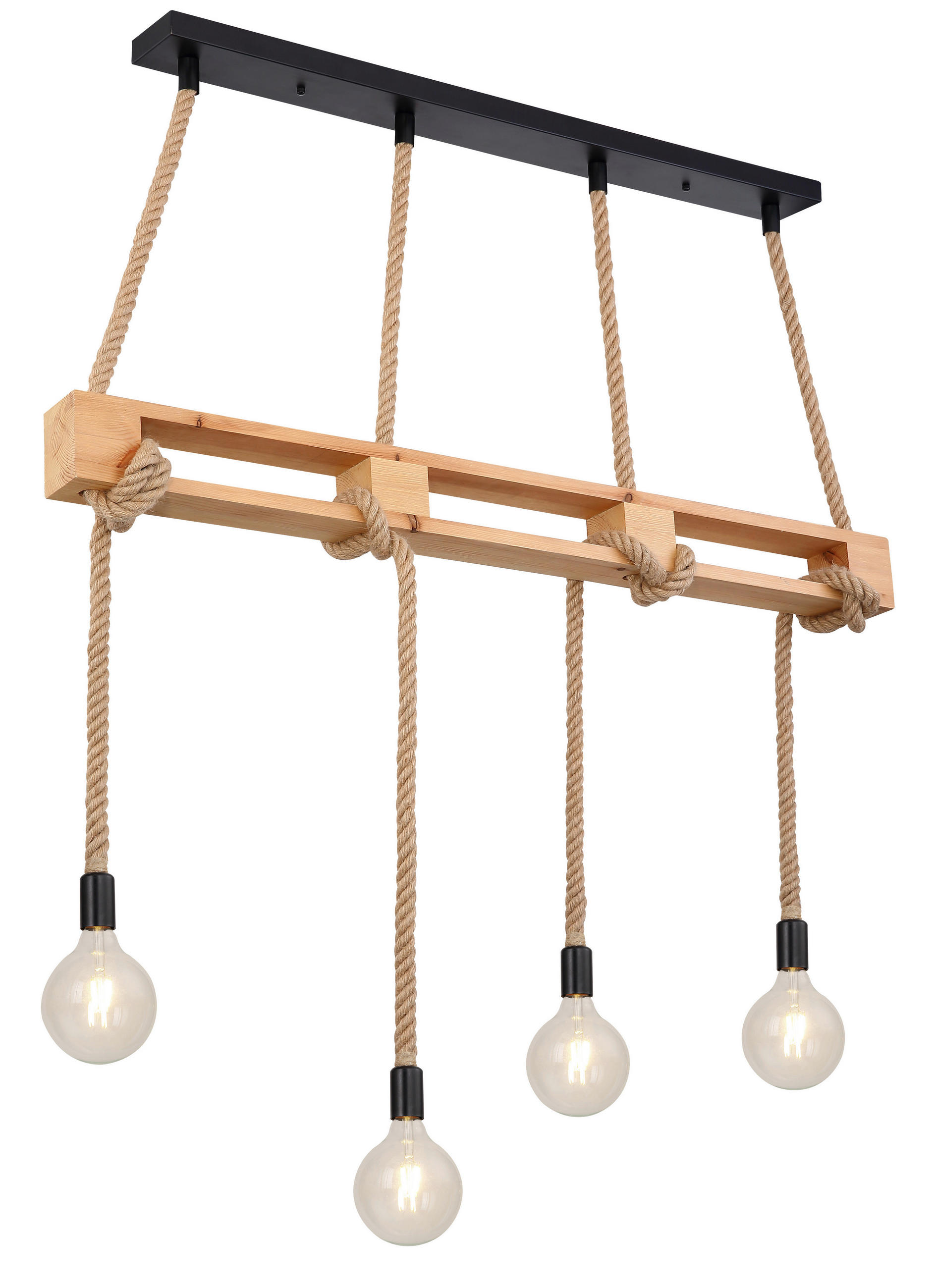 HÄNGELEUCHTE 120/10/120 cm   - Schwarz/Braun, Basics, Naturmaterialien/Holz (120/10/120cm) - Globo
