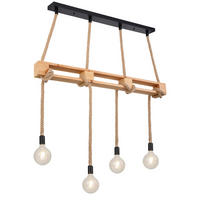 HÄNGELEUCHTE 120/10/120 cm   - Schwarz/Braun, Basics, Naturmaterialien/Holz (120/10/120cm) - Globo