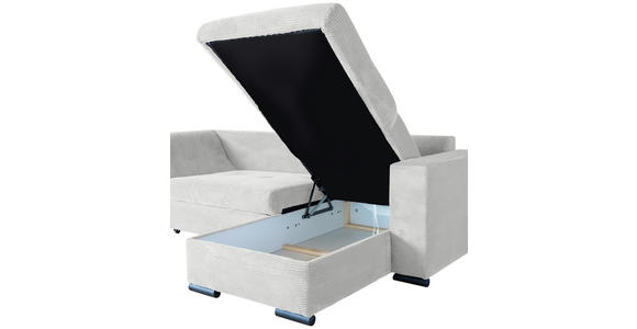 ECKSOFA Hellgrau Cord - Hellgrau/Schwarz, KONVENTIONELL, Textil/Metall (258/168cm) - Carryhome