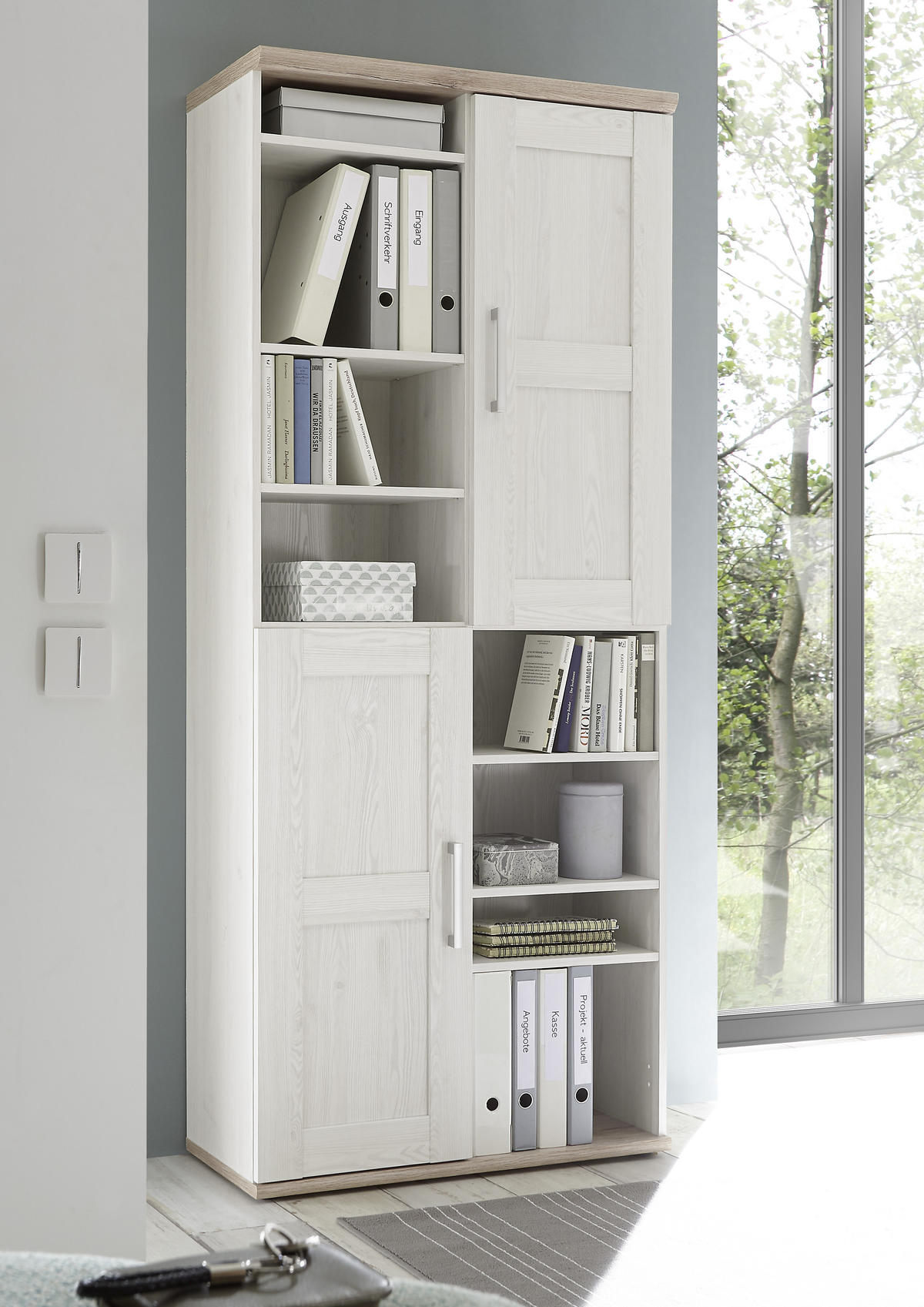 MEHRZWECKSCHRANK 80/191/38 cm  in Weiß, Eichefarben  - Eichefarben/Silberfarben, Design, Holzwerkstoff/Kunststoff (80/191/38cm) - MID.YOU