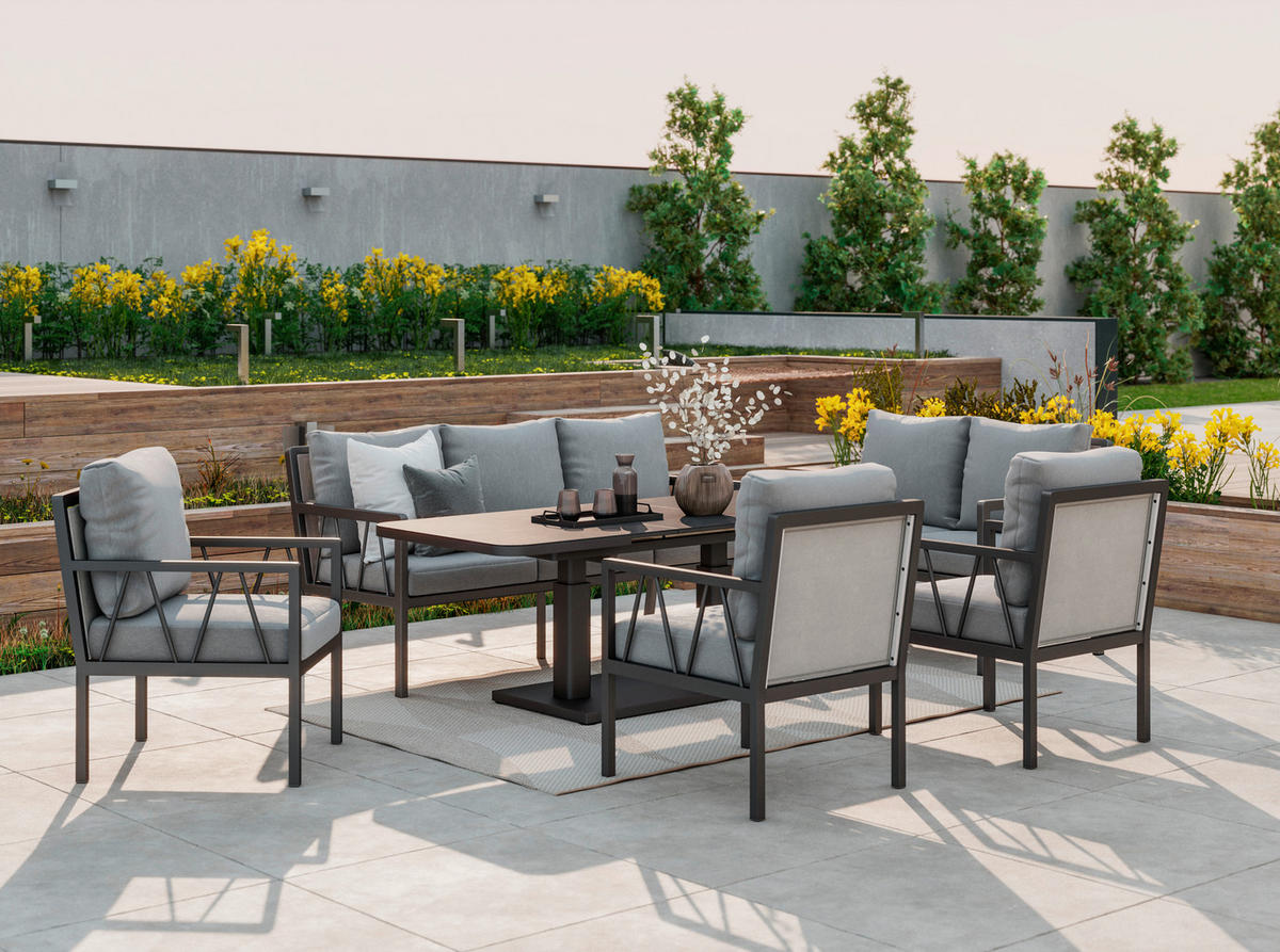 3-SITZER-BANK 177/84,5/81,5 cm Netzbespannung, Webstoff Anthrazit, Grau  - Anthrazit/Grau, Design, Textil/Metall (177/84,5/81,5cm) - Amatio