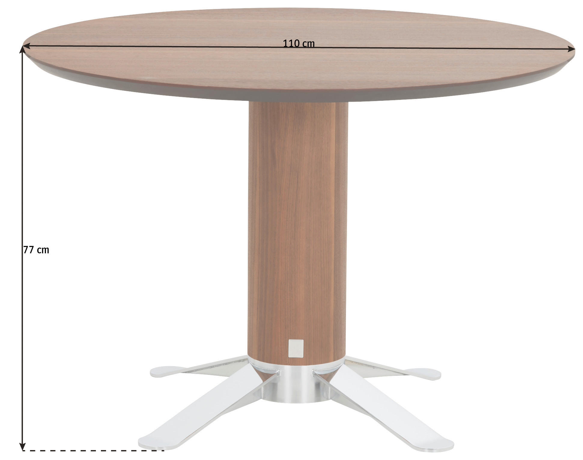ESSTISCH in Holz, Metall 110/110/77 cm   - Chromfarben/Nussbaumfarben, Design, Holz/Metall (110/110/77cm) - Joop!
