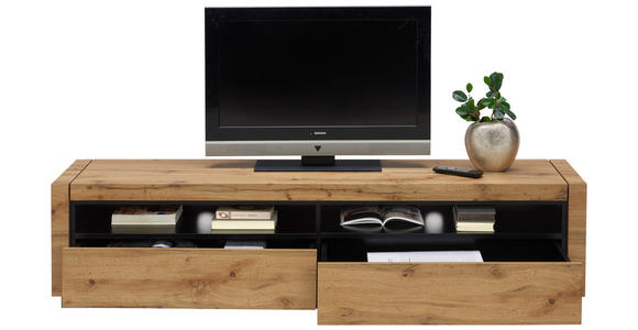 LOWBOARD  in 180/46/40 cm  - Eichefarben/Schwarz, Design, Holzwerkstoff (180/46/40cm) - Xora