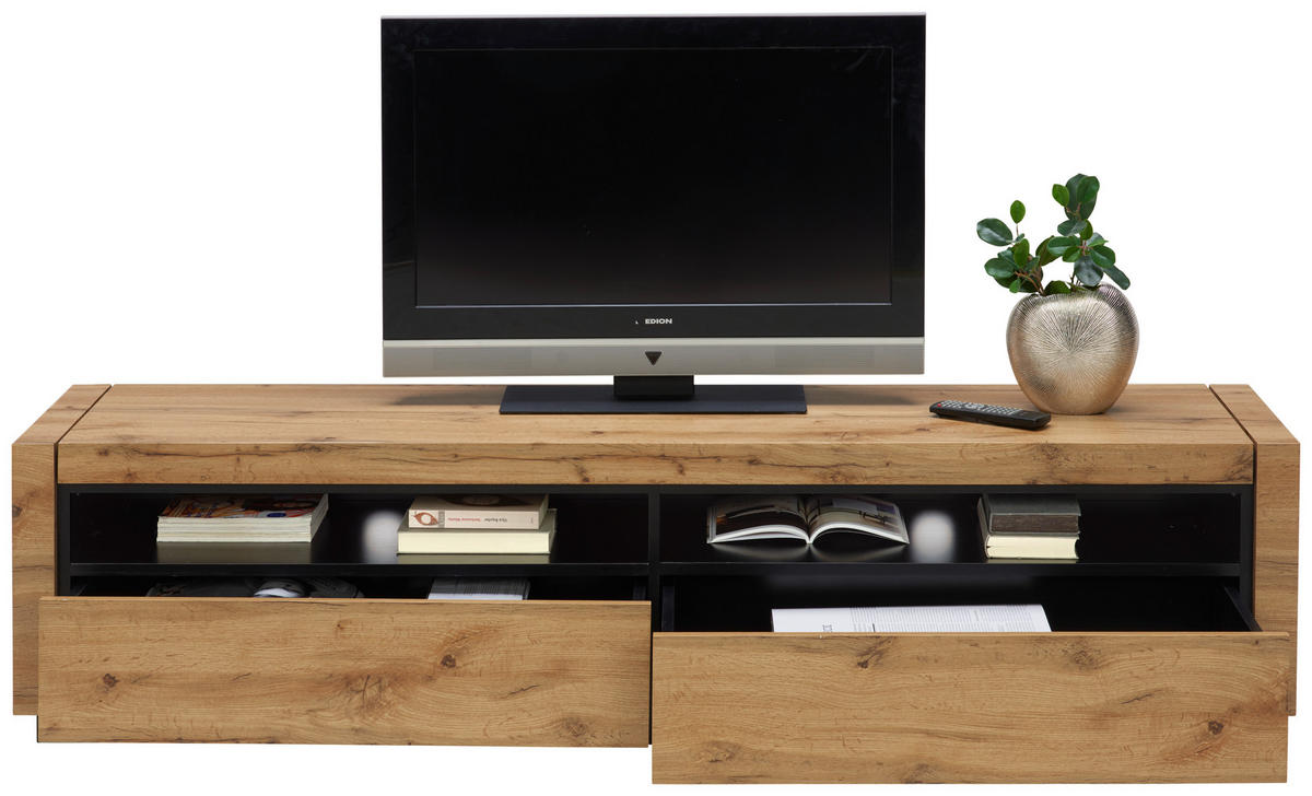 NISKA KOMODA   180/46/40 cm   crna, boje hrasta   - boje hrasta/crna, Design, drvni materijal (180/46/40cm) - Xora