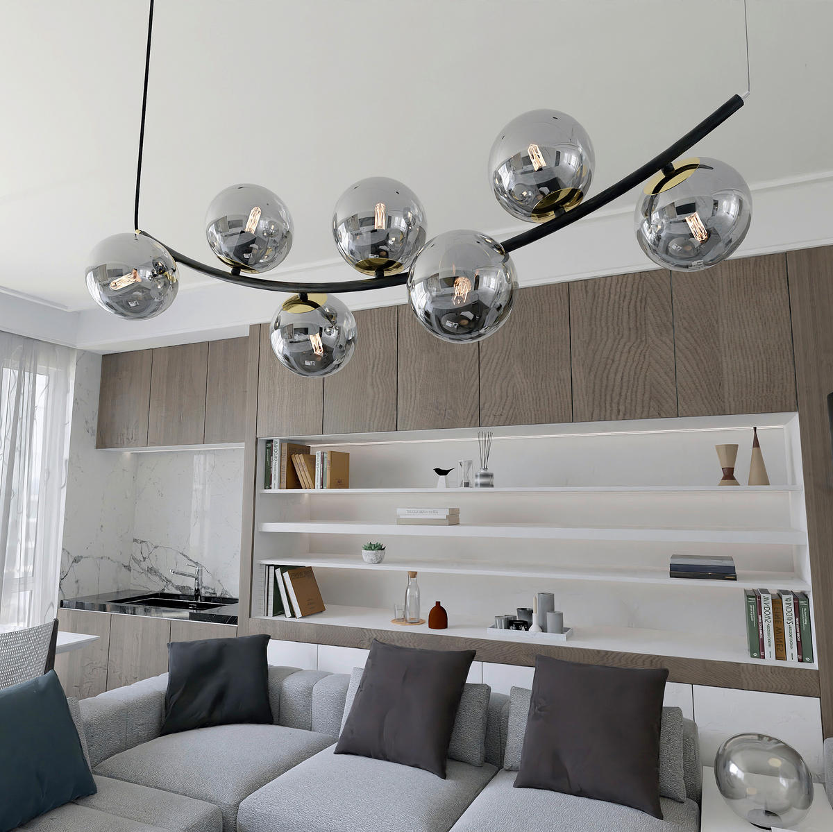 HÄNGELEUCHTE  95/28/100 cm    - Schwarz, Trend, Glas/Metall (95/28/100cm)