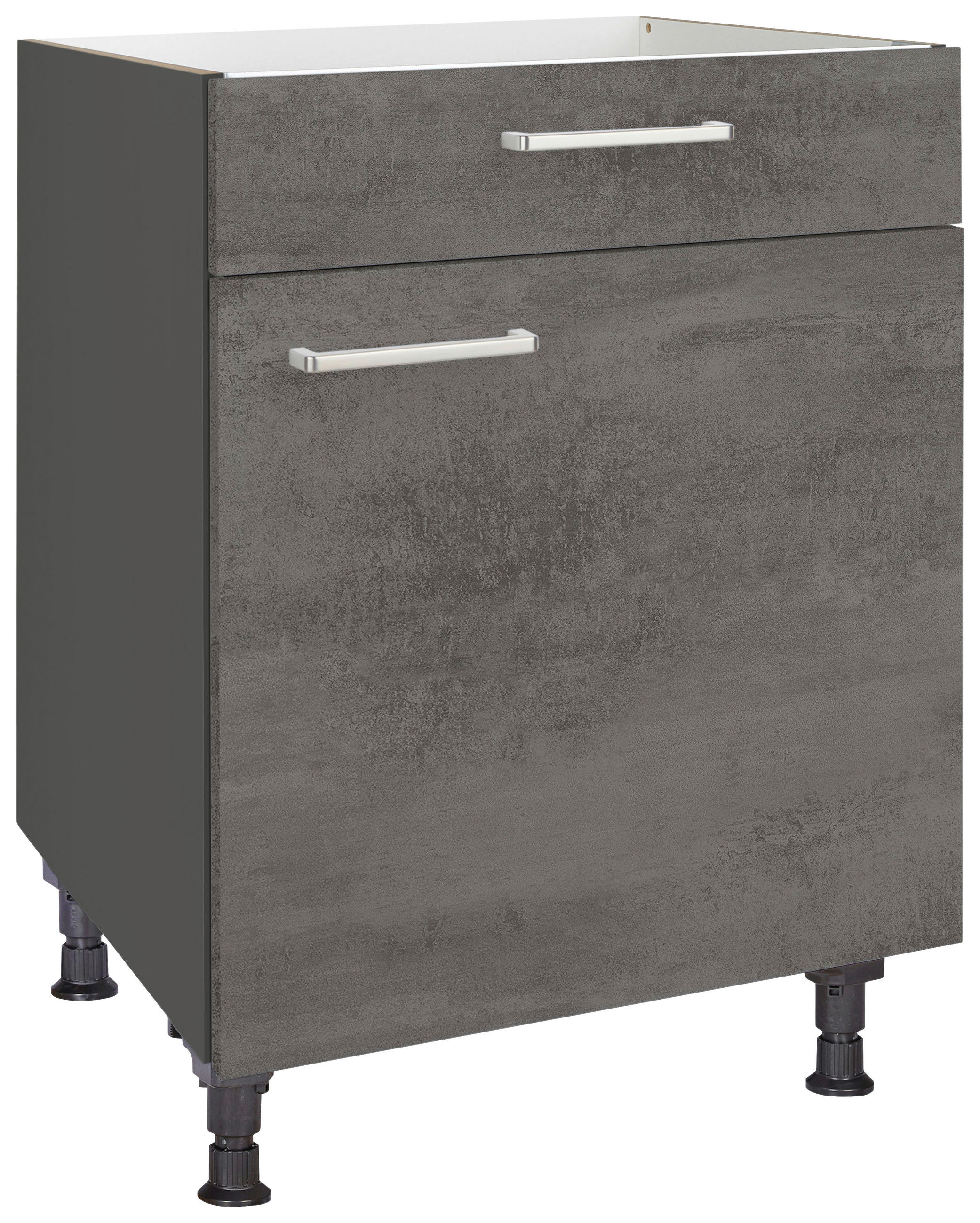 KOCHFELDUMBAUSCHRANK 60/87/56 cm  in Schieferfarben  - Schieferfarben/Edelstahlfarben, MODERN, Holzwerkstoff/Metall (60/87/56cm) - Nobilia