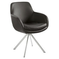 ARMLEHNSTUHL  in Echtleder pigmentiert  - Edelstahlfarben/Dunkelbraun, Design, Leder/Metall (62/86/66cm) - Musterring