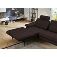 ECKSOFA in Echtleder Braun  180/310 cm  - Schwarz/Braun, Design, Leder/Metall (180/310cm) - Dieter Knoll