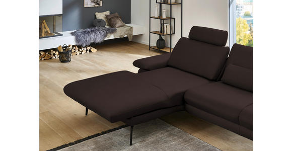 ECKSOFA in Echtleder Braun 180/310 cm - Schwarz/Braun, Design, Leder/Metall (180/310cm) - Dieter Knoll