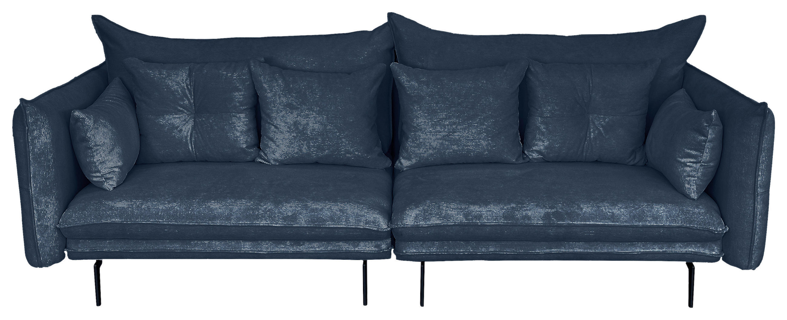 2-SITZER-SOFA Cord Blau  - Blau/Schwarz, Design, Kunststoff/Textil (262/91/115cm) - MID.YOU
