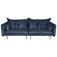 2-SITZER-SOFA in Cord Blau  - Blau/Schwarz, Design, Kunststoff/Textil (262/91/115cm) - MID.YOU