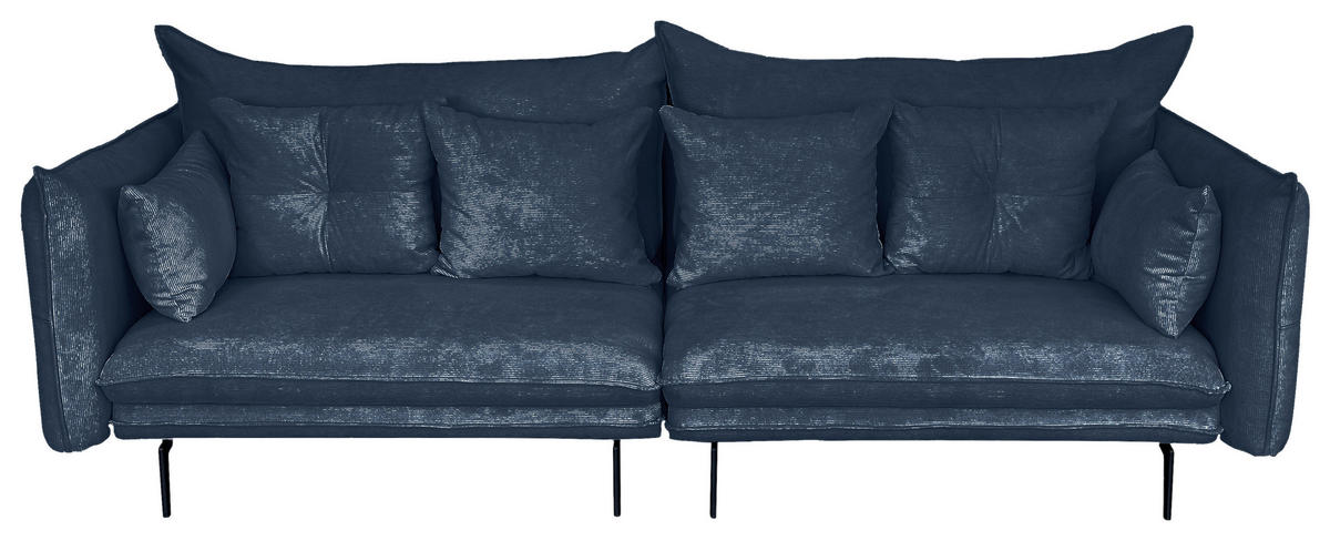 2-SITZER-SOFA in Cord Blau  - Blau/Schwarz, Design, Kunststoff/Textil (262/91/115cm) - MID.YOU