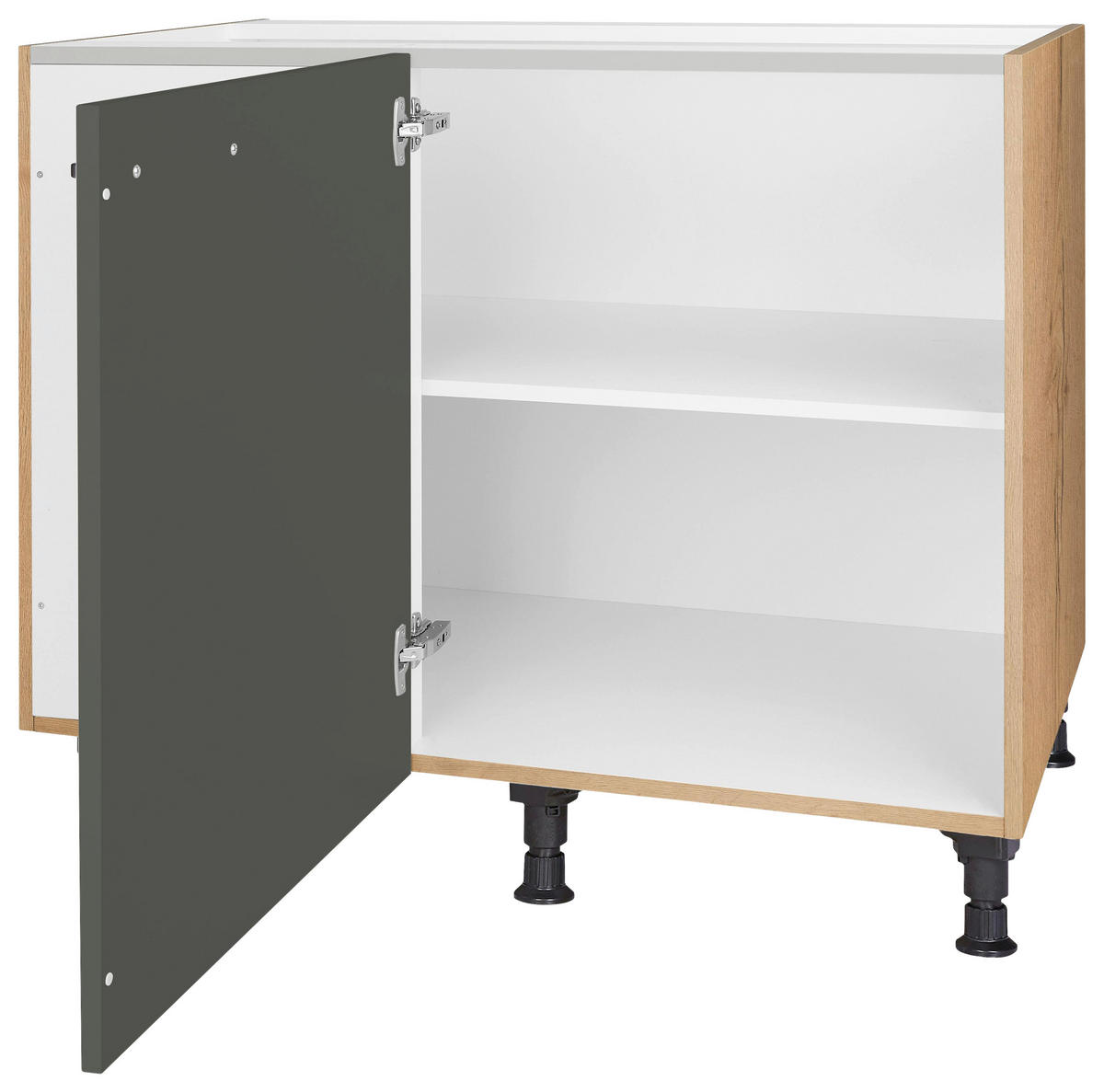 ECKUNTERSCHRANK 125/87/65 cm  - Eichefarben/Schwarz, MODERN, Holzwerkstoff/Metall (125/87/65cm) - Nobilia