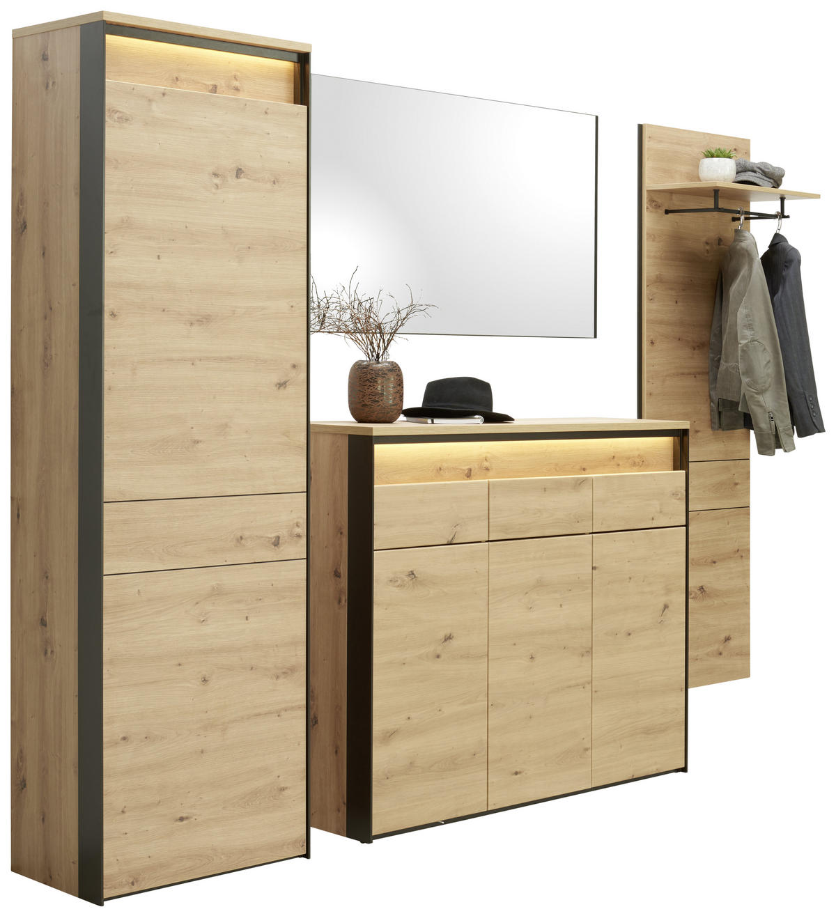 WANDSPIEGEL 125/70/2 cm    - Schwarz, Konventionell, Glas/Holzwerkstoff (125/70/2cm) - Voleo