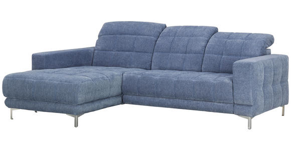 ECKSOFA  in Webstoff Blau  187/260 cm  - Chromfarben/Blau, Design, Textil/Metall (187/260cm) - Xora
