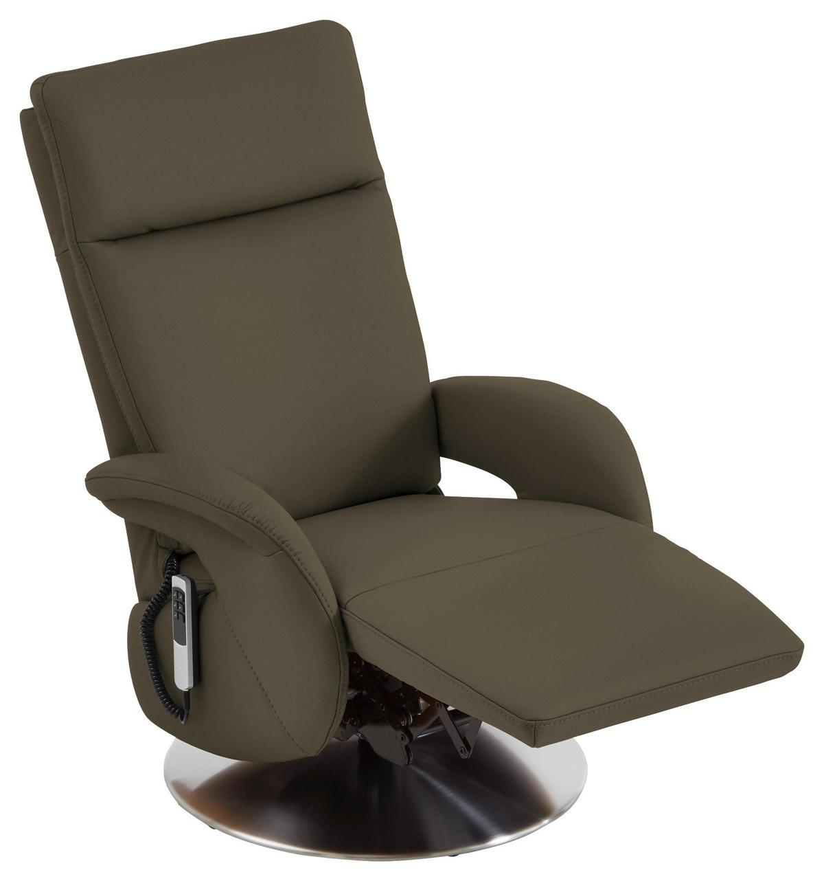RELAXSESSEL in Leder Olivgrün  - Edelstahlfarben/Olivgrün, Design, Leder/Metall (70/108/80cm) - Cantus