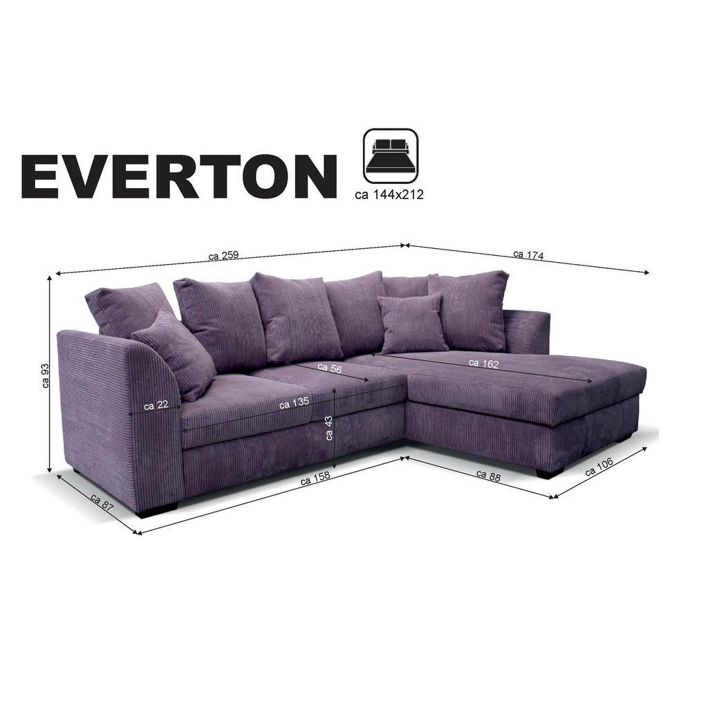 Thumbnail - Cantus Ecksofa, Pflaume, Textil, 3-Sitzer, Füllung: Schaumstoff, Ottomane rechts, L-Form, 259x174 cm, Stoffauswahl, seit...